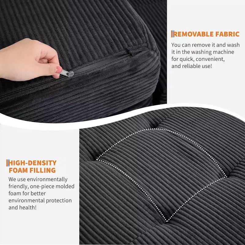 SunnyFurn Materasso a Tre Pieghe da 6 Pollici per Divano Letto, Letto Pieghevole in Schiuma per Ospiti con Corduroy Trapuntato, Portatile per Campeggio, Soggiorno, Camera da Letto