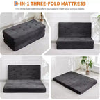 SunnyFurn Materasso a Tre Pieghe da 6 Pollici per Divano Letto, Letto Pieghevole in Schiuma per Ospiti con Corduroy Trapuntato, Portatile per Campeggio, Soggiorno, Camera da Letto