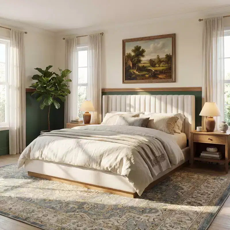 Christopher Knight Home Nashville Letto moderno imbottito in lino con testiera Wingback
