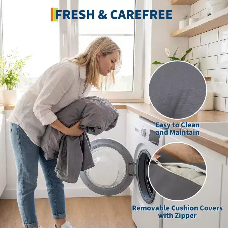 Sedia a dondolo da esterno in vimini con schienale alto e cuscini, sedia da esterno in rattan per portico resistente alle intemperie, rivestimenti sfoderabili e lavabili, capacità 150 kg