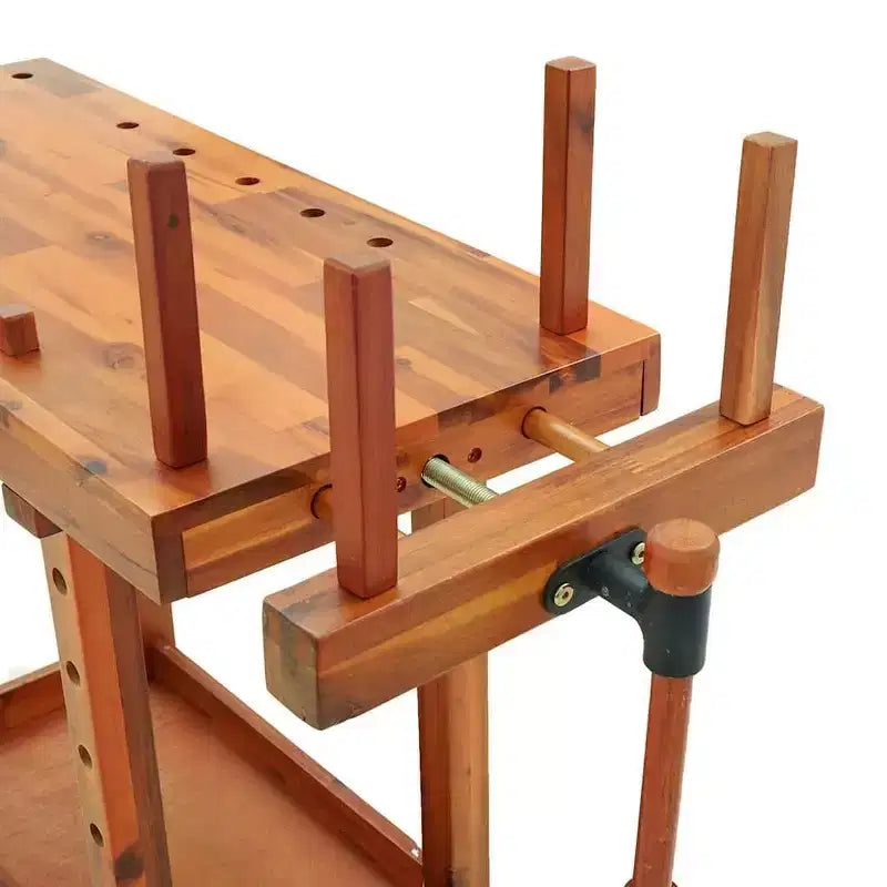 vidaXL Banco da Lavoro con Morse 92x48x83 cm Legno Massello di Acacia