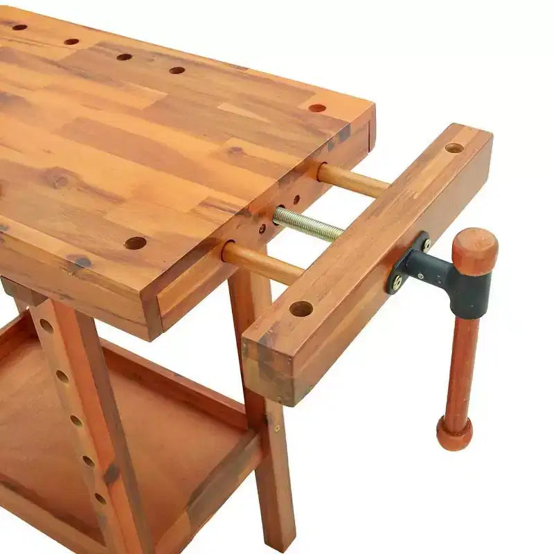 vidaXL Banco da Lavoro con Morse 92x48x83 cm Legno Massello di Acacia