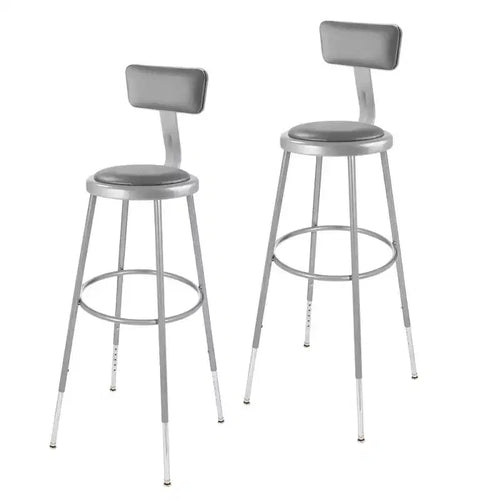 2pk Adjustable Heavy Duty Vinyl Steel Barstool with Backrest Gray - Hampden Furnishings