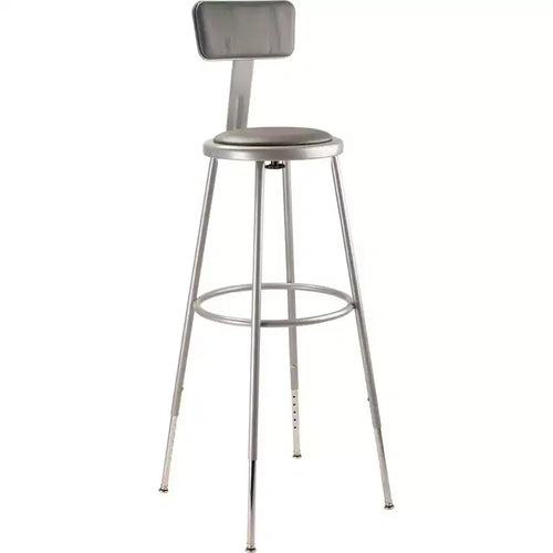 Confezione da 2 Sgabelli da Bar Regolabili Resistenti in Vinile e Acciaio con Schienale Grigio - Hampden Furnishings