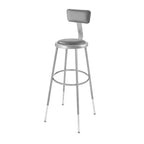 Confezione da 2 Sgabelli da Bar Regolabili Resistenti in Vinile e Acciaio con Schienale Grigio - Hampden Furnishings