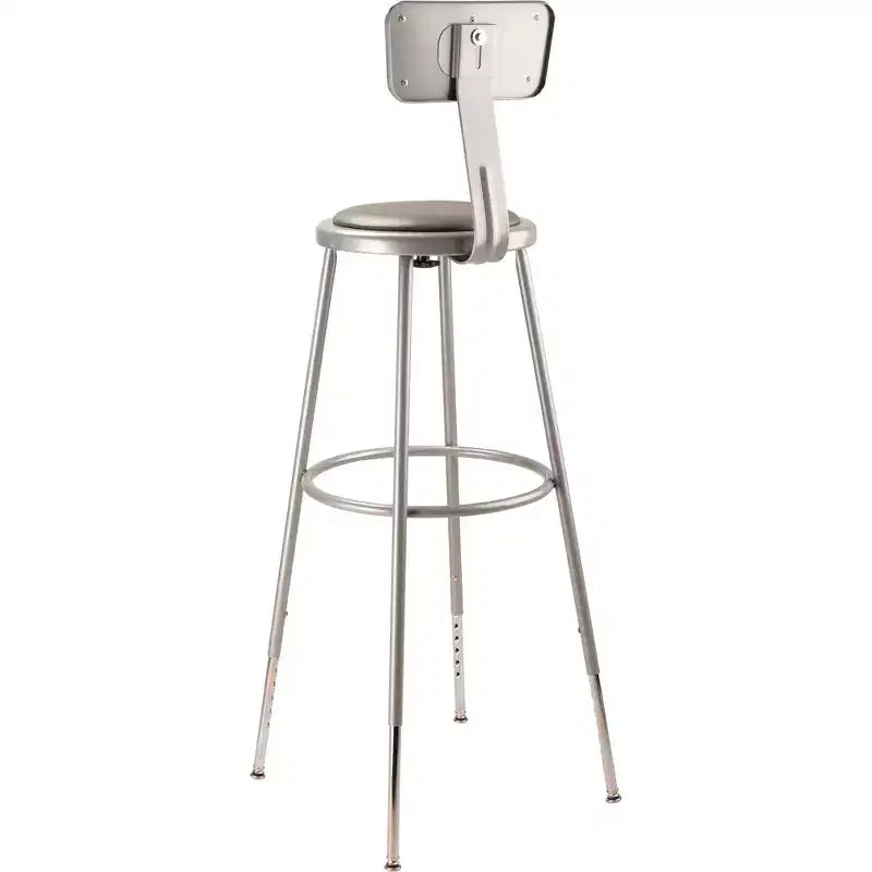Confezione da 2 Sgabelli da Bar Regolabili Resistenti in Vinile e Acciaio con Schienale Grigio - Hampden Furnishings