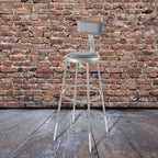 Confezione da 2 Sgabelli da Bar Regolabili Resistenti in Vinile e Acciaio con Schienale Grigio - Hampden Furnishings