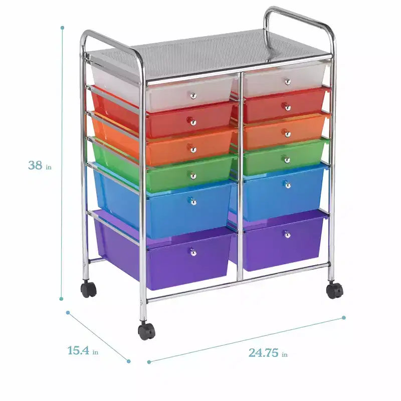 ECR4Kids Carrello Portaoggetti Salvaspazio con 12 Cassetti, Organizzatore Mobile