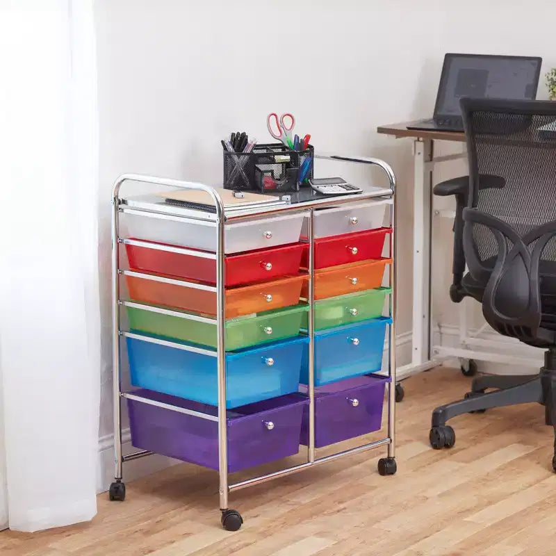 ECR4Kids Carrello Portaoggetti Salvaspazio con 12 Cassetti, Organizzatore Mobile