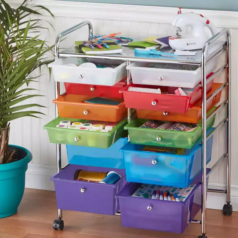 ECR4Kids Carrello Portaoggetti Salvaspazio con 12 Cassetti, Organizzatore Mobile