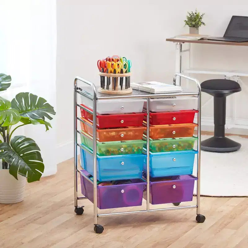 ECR4Kids Carrello Portaoggetti Salvaspazio con 12 Cassetti, Organizzatore Mobile