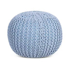 BirdRock Home Round Pouf Foot Stool Ottoman -Soft Blue