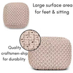 Pouf quadrato poggiapiedi BirdRock Home per soggiorno e camera da letto - Naturale