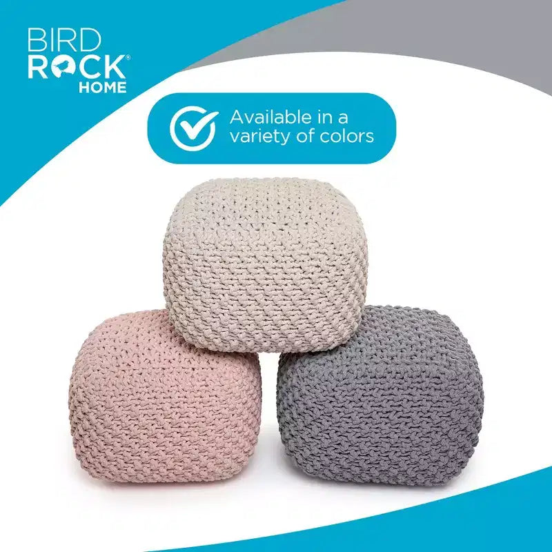 Pouf quadrato poggiapiedi BirdRock Home per soggiorno e camera da letto - Naturale