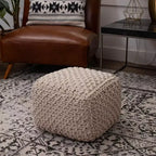 Pouf quadrato poggiapiedi BirdRock Home per soggiorno e camera da letto - Naturale
