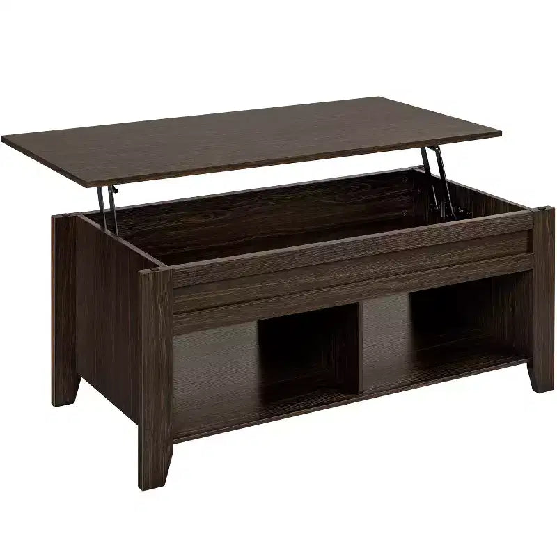 Yaheetech Lift Top Coffee Table with Hidden Compartment & 2 Open Shelves for Living Room